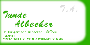 tunde albecker business card